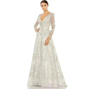 Mac Duggal 20402 Embellished Wrap Illusion A Line Gown 4 Pastel Floral Evening